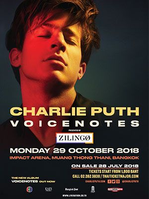 CHARLIE PUTH VOICENOTES WORLD TOUR 2018 LIVE IN BANGKOK PRESENTED BY ZILINGO