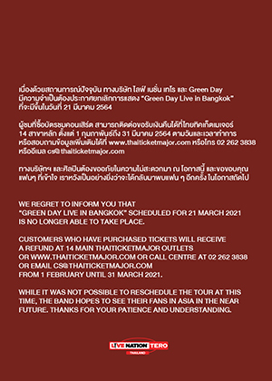 Green Day Live in Bangkok 2020